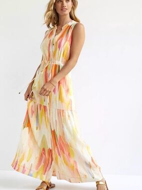 Maeve by Anthro Watercolor Maxi Dress